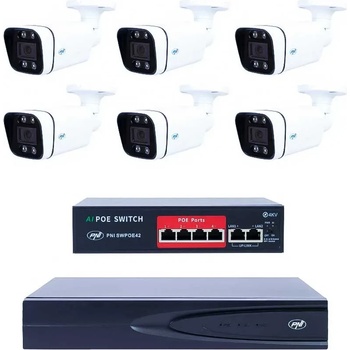 PNI House IP810 6x8MP 4K PoE NVR Комплект с Включен Суич и Кабели (PNI-IP810-6IP8)