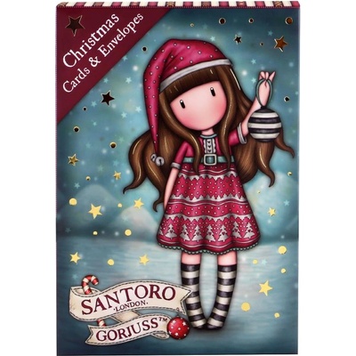 Santoro Gorjuss Комплект от 8 Коледни картички Santoro Gorjuss Merry and Bright - Tis The Season (1195GJ02)