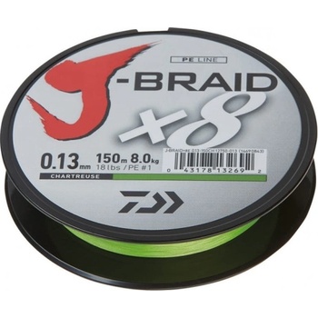 DAIWA Pletená šnúra J-Braid X8 Chartreuse 150 m 0,13 mm