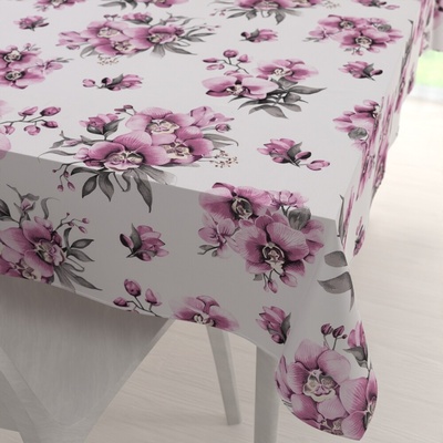Biante bavlna obdĺžnikový obrus Sandra SA-623 Lila orchidey na bielom 50x100 cm