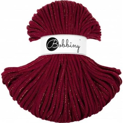 Bobbiny šňůry 5 mm Vínově červená se zlatou nitkou (Golden Wine Red)