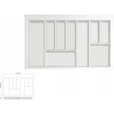 Organizér na příbory do zásuvky 80 cm organizér bílý REJS MAX 750x490 mm