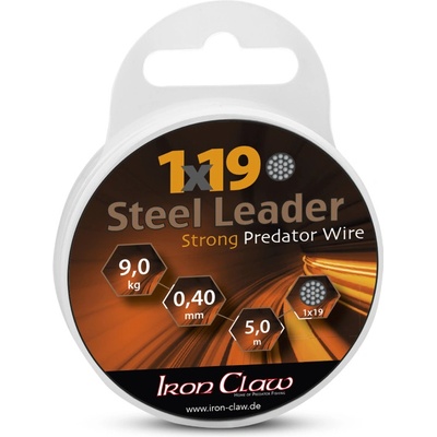 Iron Claw ocelové lanko potažené 1x19, 12 kg černé