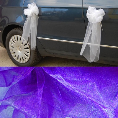 Mašle z organzy na kliky auta - fialová (1 ks)