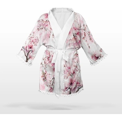 Takoy Panel se střihem L šifon / silky kimono sakura květiny - prodloužený střih