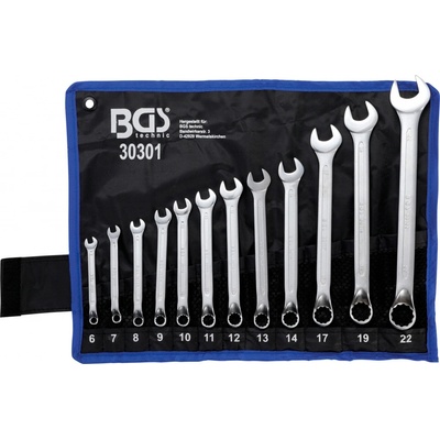 BGS technic Očkoploché klíče, velikosti 6-22 mm, sada 12 ks v obalu - BGS 30301