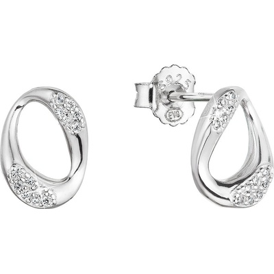Evolution Group strieborné náušnice kôstky ovál so zirkónmi 11423.1
