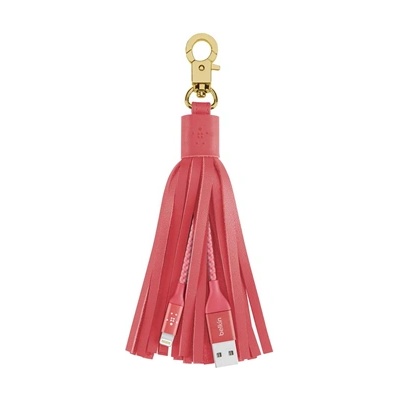 Belkin Кабел тип ключодържател за всички устройства с Lightning порт - Belkin Mixit Lightning to USB Cable Leather Tassel (розов) (F8J174BT06INPNK)