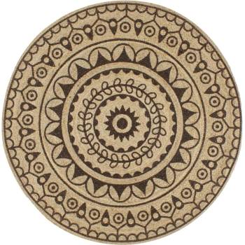 vidaXL Ръчно тъкан килим от юта, тъмнокафяв принт, 90 см (133704)