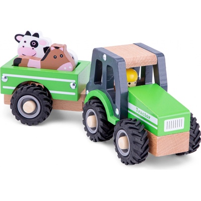 New Classic Toys Dřevěný traktor s přívěsem