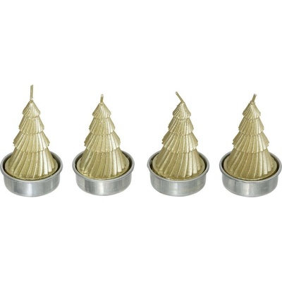 Atmosphera Svíčky ve tvaru vánočnícho stromku, tealight, 4 ks zlatá