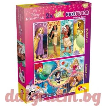 Lisciani Пъзел LISCIANI 109739 - 2 x 60 части - Дисни принцеси, двулицеви пъзели (LI109739)