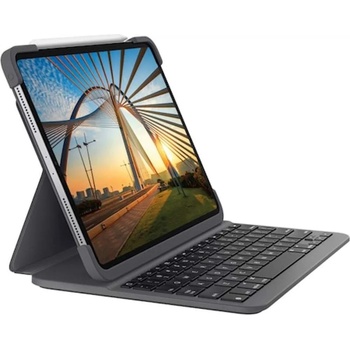 Logitech Slim Keyboard Folio Pro - безжична клавиатура, кейс и поставка за iPad Pro 12.9 M1 (2021), iPad Pro 12.9 (2020), iPad Pro 12.9 (2018) (черен)