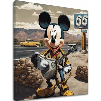 Papilora Obraz na plátně - Mickey Mouse Country Singer - 100x100 cm