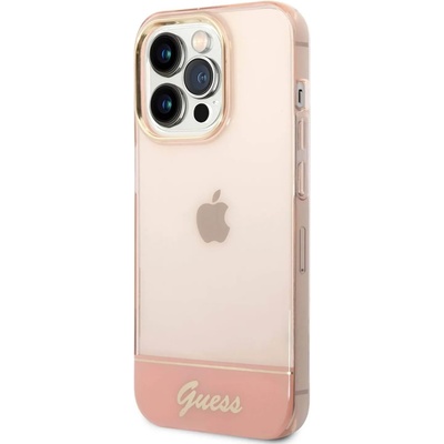 GUESS Camera Outline Case - дизайнерски кейс с висока защита за iPhone 14 Pro Max (розов)