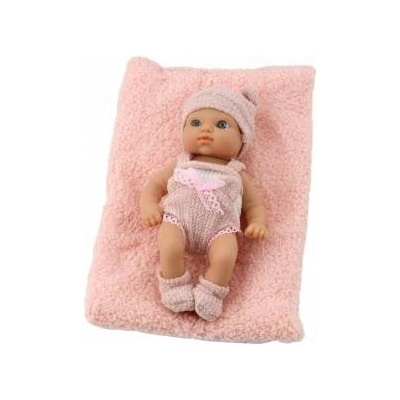 LEAN Toys Baby Doll with Blanket white-pink Outfit hat 18 cm