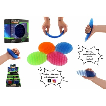 Teddies Fidget worm měnící tvar antistresový plast 11cm 4 barvy