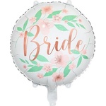 Party Deco Фолиев Балон ''Bride'', Бял на Цветя, 45см (FB140)