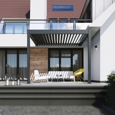 Gutroof Automatická nástěnná pergola s LED osvětlením 3x3 ELEGANCE WALL AUTOMATIC, antracit