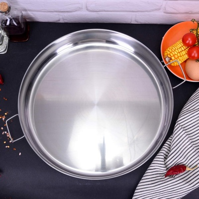 32 см кръгла тава от алпака с дръжки