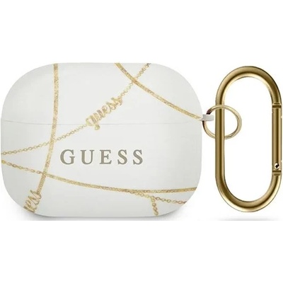 Guess GUACAPTPUCHWH калъф за AirPods Pro бял, Gold Chain Collection (GUACAPTPUCHWH)