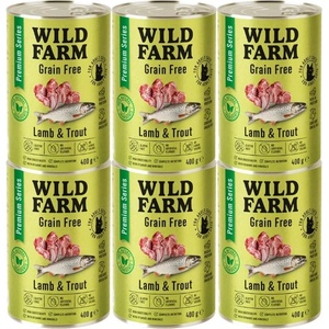 WILD FARM Premium Grain Free Lamb and Trout 6x400g - беззърнена храна за котки