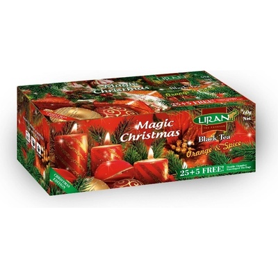Liran Magic Christmas Black Tea Svíčky kolekce porcovaných čajů 25 + 5 x 2 g