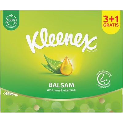 KLEENEX Papierové vreckovky 3-vrstvové Balsam Box 4 x 64 ks
