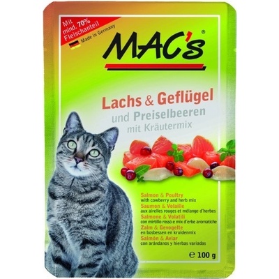 Mac's Cat masová losos & drůbeží s bylinkami 12 x 100 g