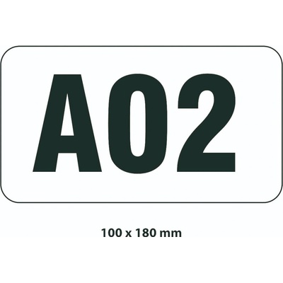 Samolepicí značení skladovacích míst – polykarbonát, černo‐bílá, 180×100 mm