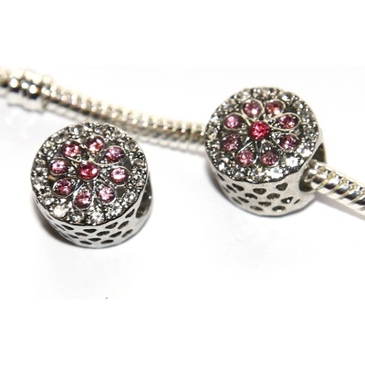 Fashion Jewerly Korálek na náramek Růžová květina Příroda Pink Flower 2989