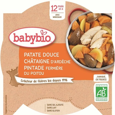 Babybio Sladké brambory s kaštanovým pyré a farmářskou perličkou 230 g