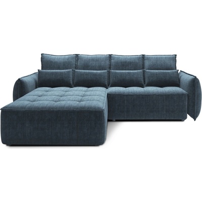 Eltap Син кадифен разтегателен ъглов диван с място за съхранение (ляв ъгъл) Campo - ELTAP (CO-CAM-LT-40MAN)