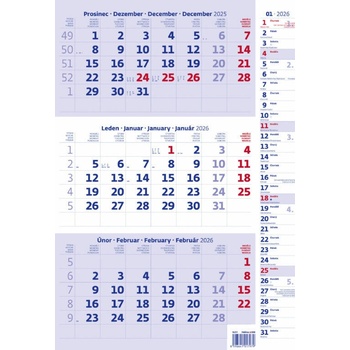 Tříměsíční modrý s poznámkami nástěnný Helma 2026