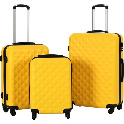 vidaXL Комплект твърди куфари с колелца, 3 бр, жълти, abs (91890)