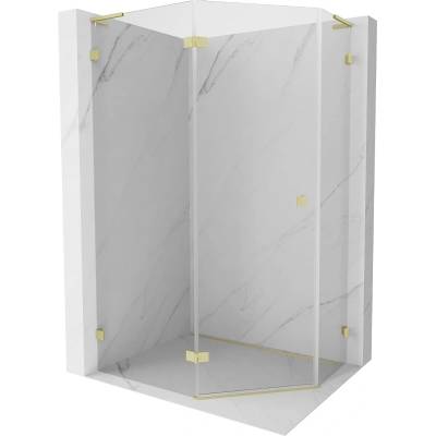Mexen Lunar L петстенна душ кабина лява 100 x 80 см, прозрачна, златна четкована (831L-100L-080P-55-00-L)
