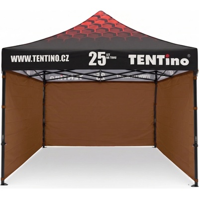TENTino PROMO 3x3 m STEEL s potlačenou STRECHOU 10A - HNEDÁ, konstrukce + střecha TENTino + 4x boční strana