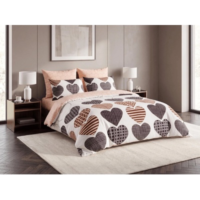 Textilomanie flanel obliečky z mikrovlákna STRIPE HEART farebné 70x90 140x200