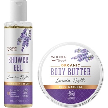 Wooden Spoon Lavender Nights Комплект - Душ гел и Масло за тяло, 200 + 100 ml