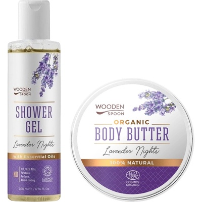 Wooden Spoon Lavender Nights Комплект - Душ гел и Масло за тяло, 200 + 100 ml