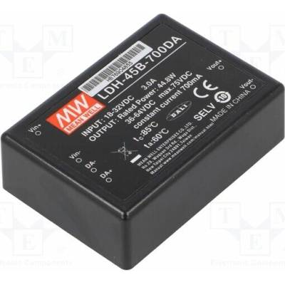 MEAN WELL LDH-45B-700DA Měnič: DC/DC; 44,8W; Uvst: 18÷32VDC; Uvýst: 36÷64VDC; Ivst: 2A; THT