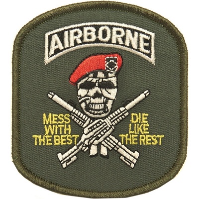 Nášivka textilná 101 Inc Airborne Skull - olivová