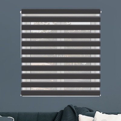 FEXI Roleta Deň a noc, Blackout Antracit, A 3506e 30 x 150 cm, Ľavá - Biela