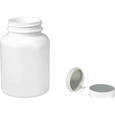 Pilulka Plastová lékovka bílá s bílým uzávěrem s ALU vložkou 200 ml