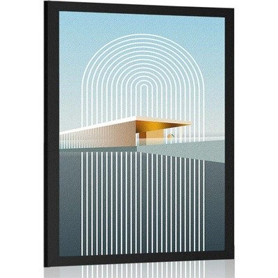 Plakát duha s abstraktním pozadím Mid-Century - 60x90 black