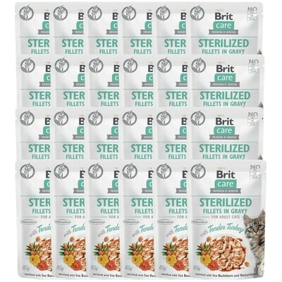 Brit Care Cat Sterilized Fillets in Gravy Tender Turkey 24 x 85 g