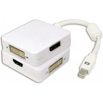Image 1 of DeTech Преходник DeTech, Mini DisplayPort(м) към DVI, HDMI, VGA(ж), бял (df18157)