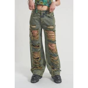 The Ragged Priest Дамски дънки The Ragged Priest Womens Dirty Wash Release Wide Leg Jeans - Dirty Wash