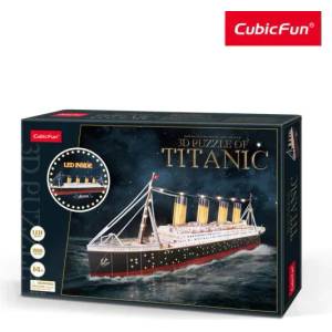 CubicFun Пъзел 3D Кораб Titanic 266ч. LED inside