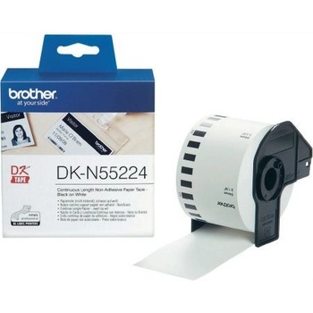 Brother DK-N55224 Roll White Continuous Length Non-Adhesive Paper Tape 54mmx30.48M (Black on White) (DKN55224)